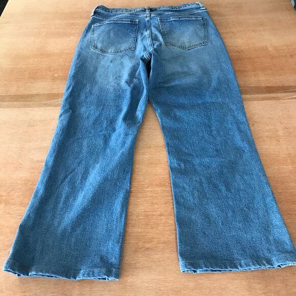 Uniqlo Flared Slim Jeans Women 29 Blue High Rise Kaihara Fabric Medium Wash - Picture 2 of 13